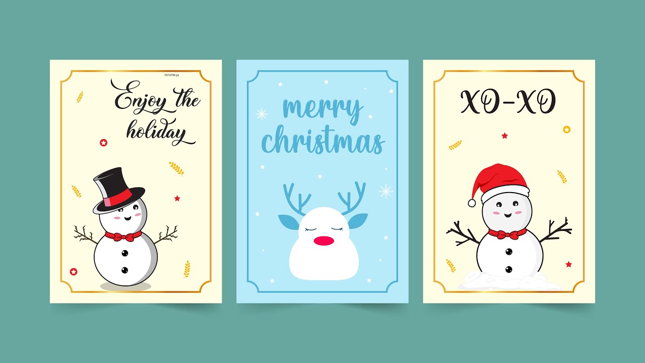 Christmas Gift Card Design Free Download | Xmas Greeting Card Collection Vector