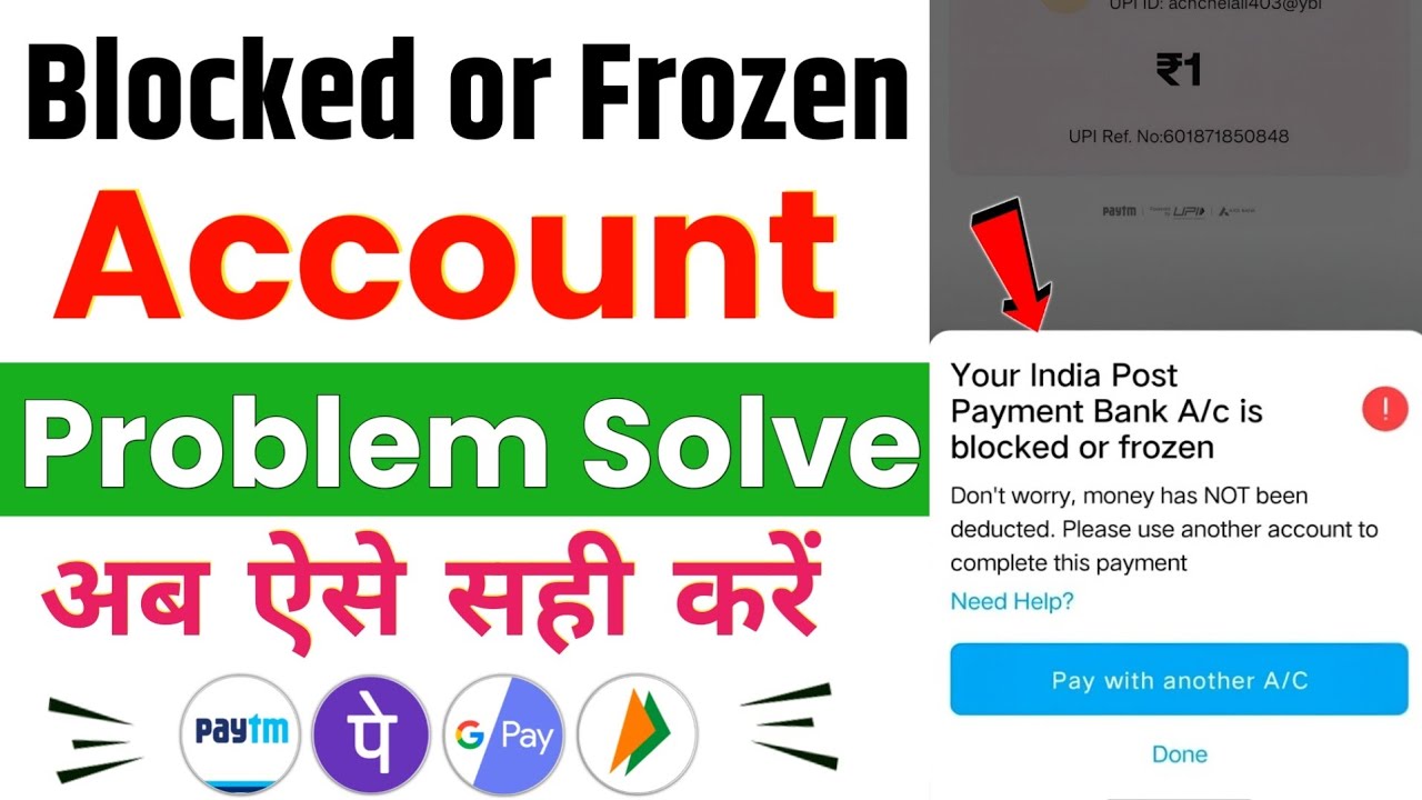 Account Blocked or Frozen Problem Solve In Phonepe Google Pay Paytm | Ippb Account Freeze Problem