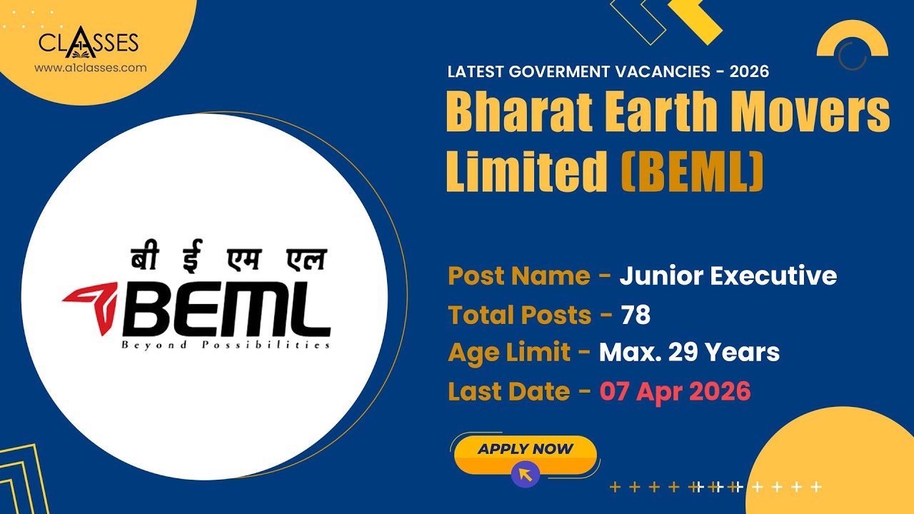 BEML Junior Executive Recruitment 2026 | Latest Government Jobs - Apply Now!