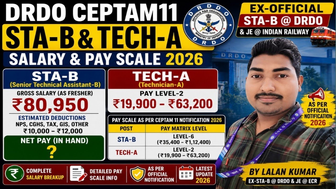 #DRDO CEPTAM11 ke  employees ka Salary  for STA-B & Tech-A🔥✅😱❓As per X, Y & Z Cities HRA, TA, TPTD✅💯