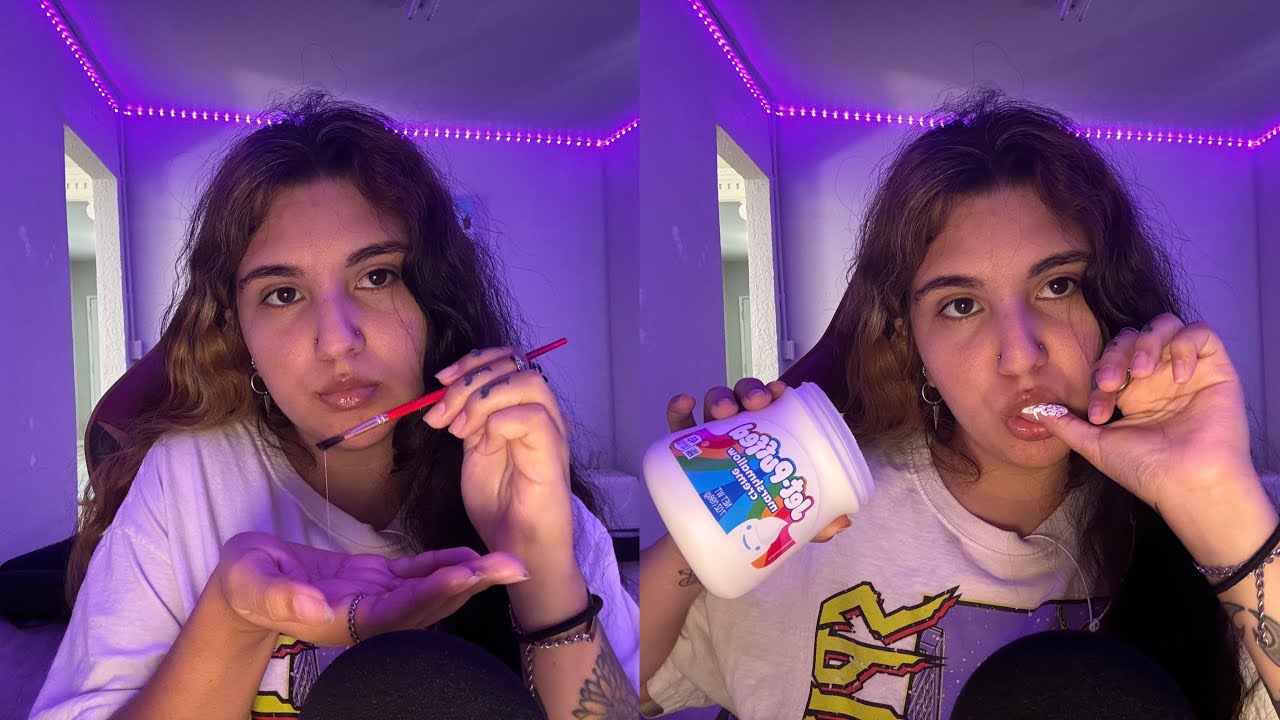 Asmr Sp i t Painting 😛 (Real Sp i t & Marshmallow Creme)