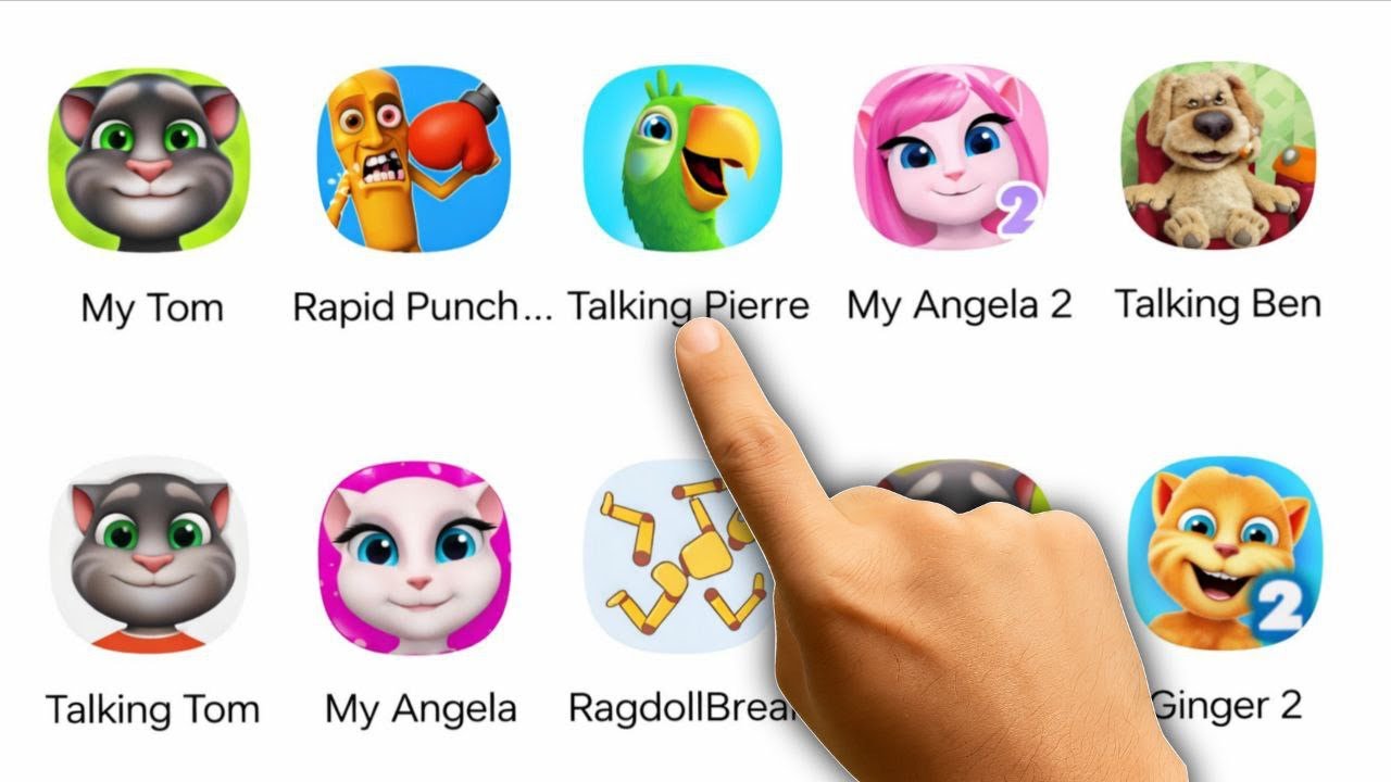 Talking Tom 2, My Tom, Tom Friends, Tom Hero, Ginger 2, Tom Gold Run, My Angela 2, My Talking Cat To