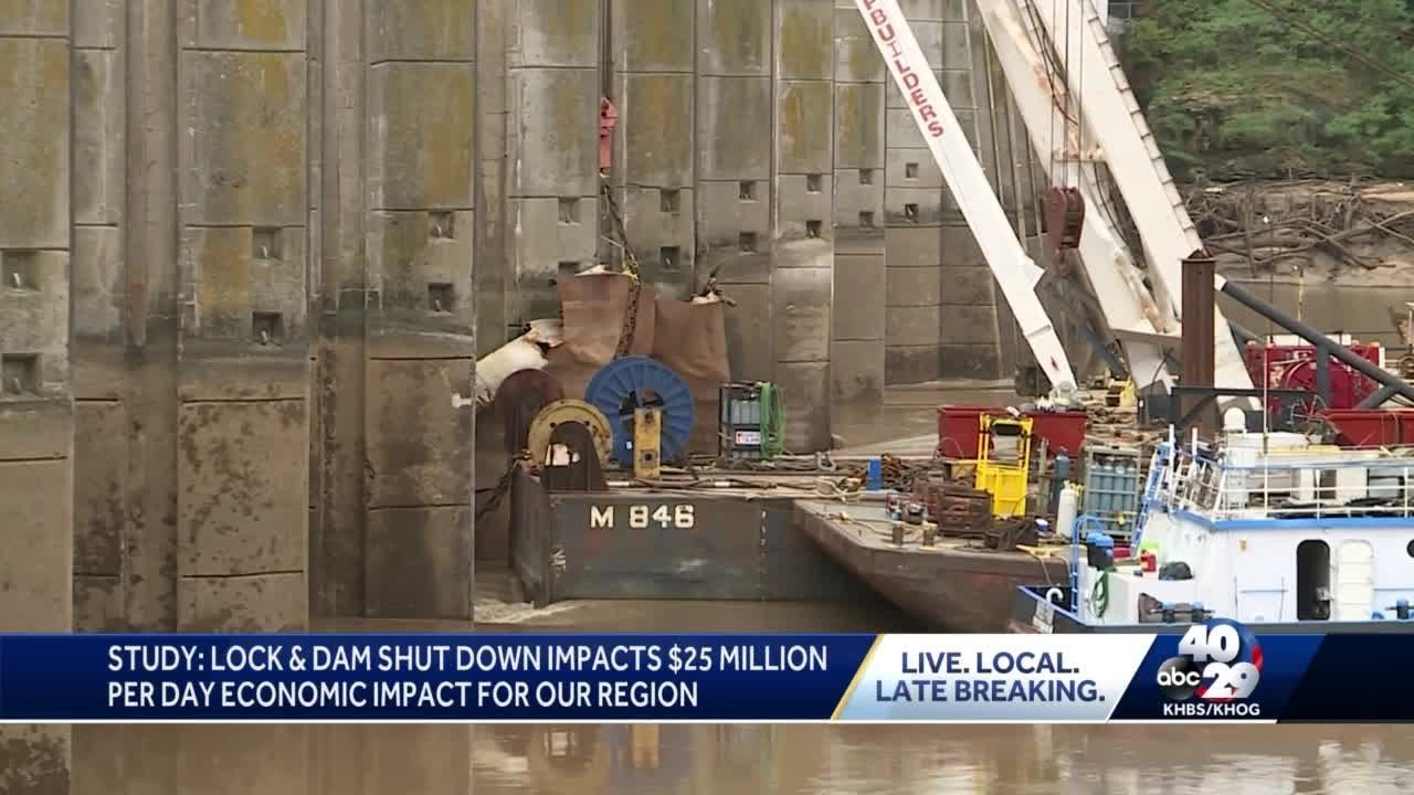 First barge removed from Webbers Falls Dam