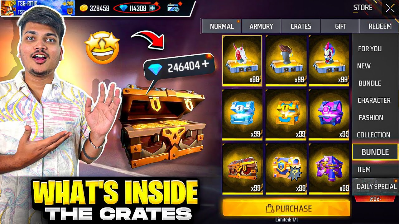 Free Fire - All New Rare Bundles Are Back in Crates 🥰New Emotes,New Character | Garena Free Fire