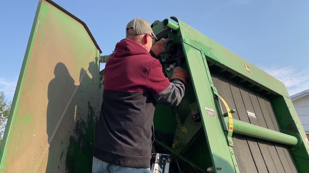 Baling up Oats For Winter Cattle Feed.