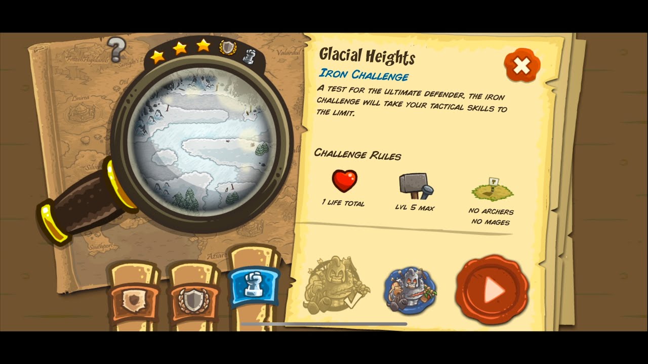 Kingdom Rush - Level 19 - Glacial Heights (Iron Challenge) - Veteran Hard Difficulty