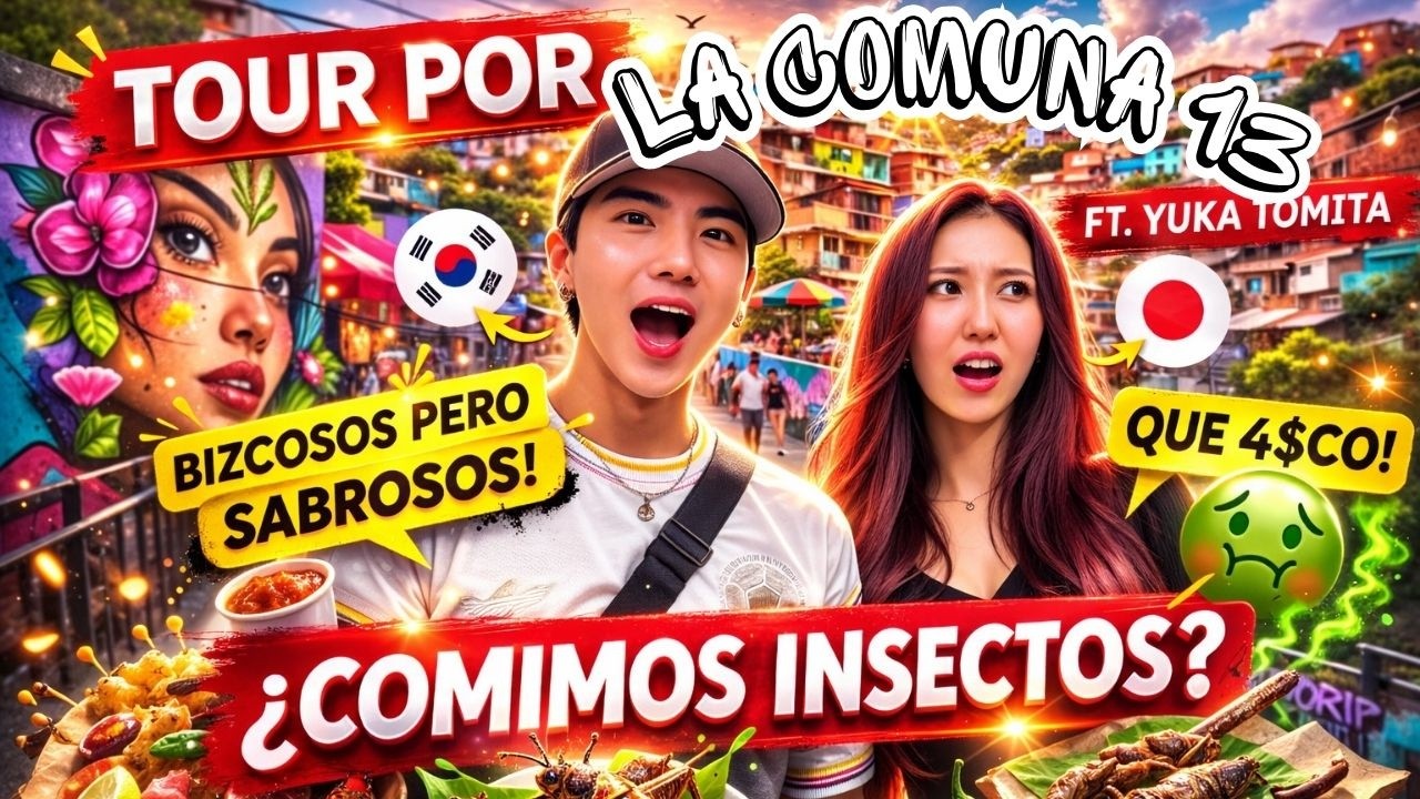 Un COREANO y una JAPONESA probando COMIDA en LA COMUNA13 🇨🇴🔥
