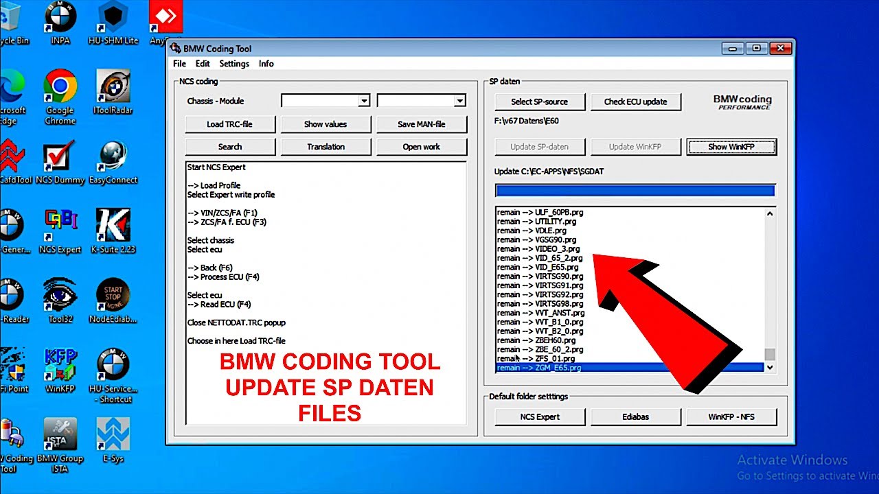 BMW CODING TOOL HOW TO UPDATE SP DATEN FILES FOR NCS EXPERT , WINKFP , EDIABAS