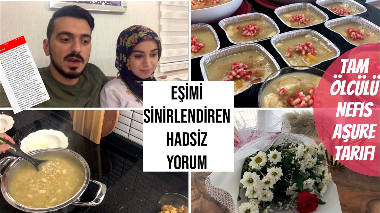 EŞİMİ SİNİRLENDİREN HADSİZ YORUM - TAM ÖLÇÜLÜ AŞURE TARİFİ - BU TARİF KAÇMAZ - SÜRPRİZ ÇİÇEK 🙈