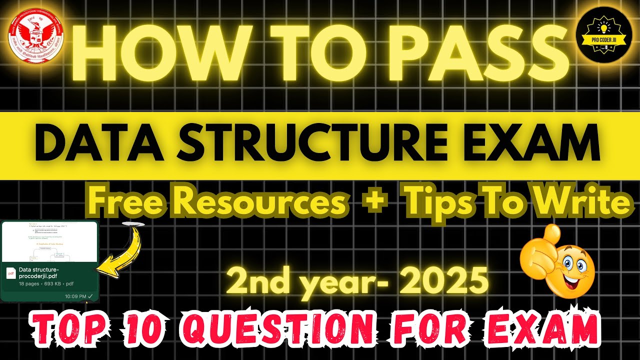 How To Pass RGPV Data Structure Exam | Top 10 Important Exam Questions + Free DSA Pdf | 70/70🔥