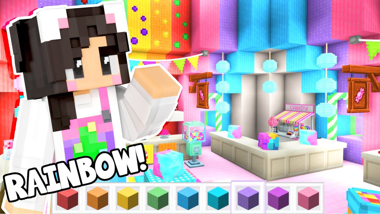 🌈I Built a Rainbow CANDY SHOP in Minecraft!