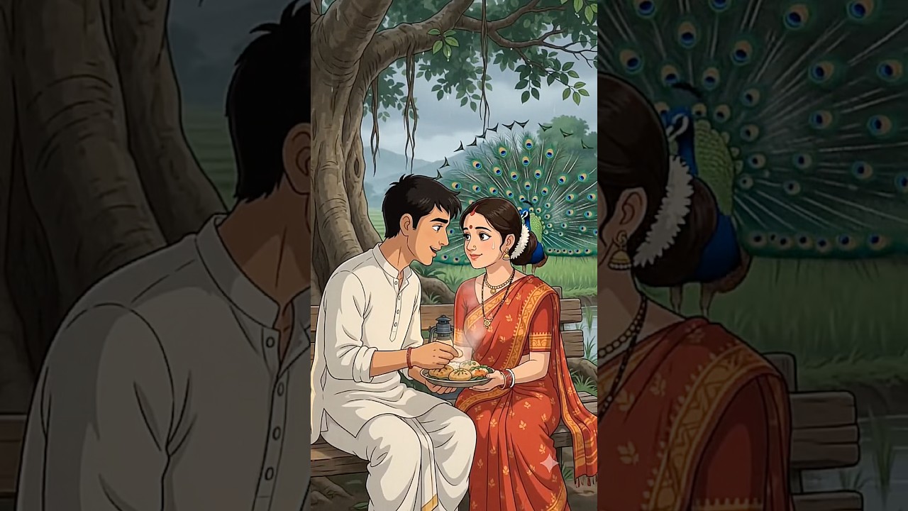 🌧️ बारिश में लिट्टी-चोखा और पहला प्यार ❤️ | Ghibli Bihar Rain Village Love Story | #Shorts #viral