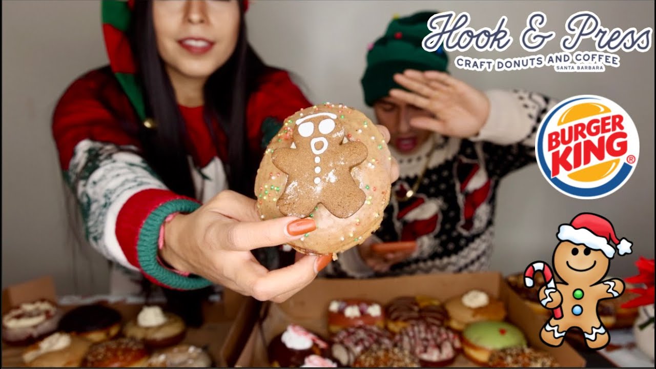 Epic Cheat Day | The BEST Donut Shop in Santa Barbara Hook and Press Christmas Doughnuts MUKBANG