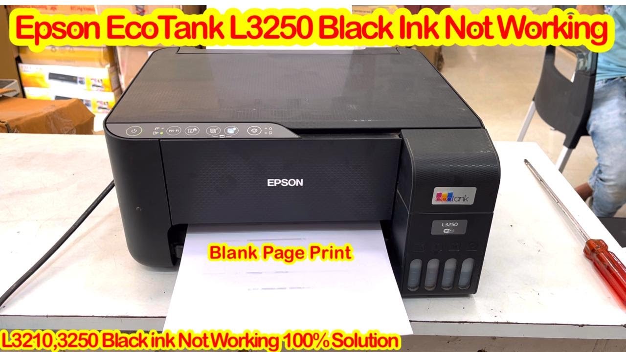Black ink not working in Epson L3210,L3250 Printer