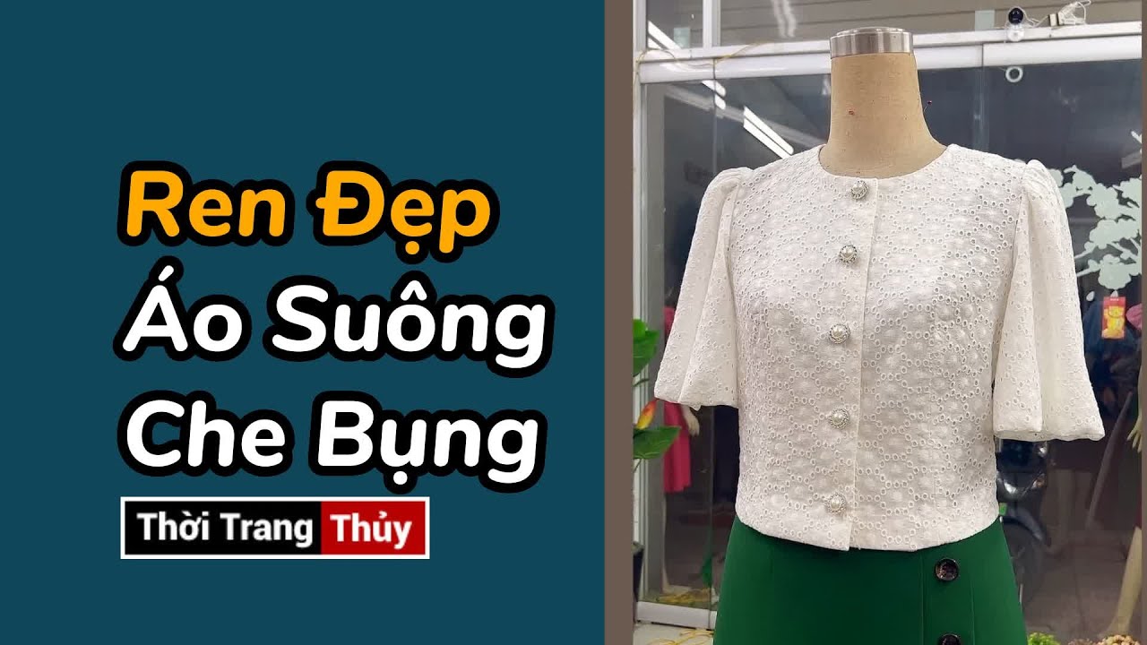Áo nữ vải thô ren đẹp che bụng phối đồ chân váy xòe công sở