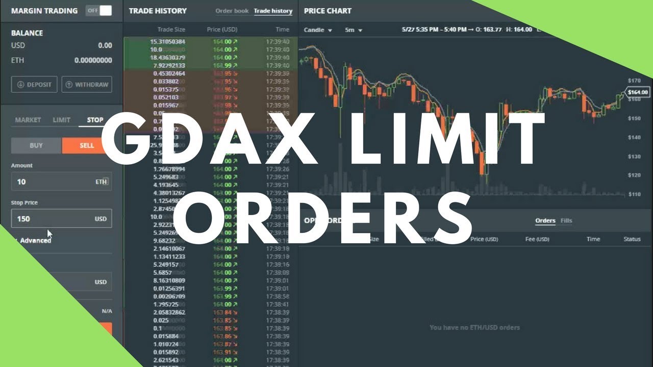 📈GDAX Limit Order Tutorial Trading Buy and Sell Explained: Crypto by WSM 🦏