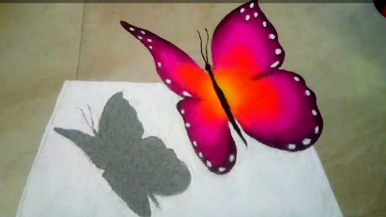 3d rangoli | butterfly rangoli | poster rangoli design | पोस्टर रंगोली डिज़ाइन | थ्रीडी रंगोली