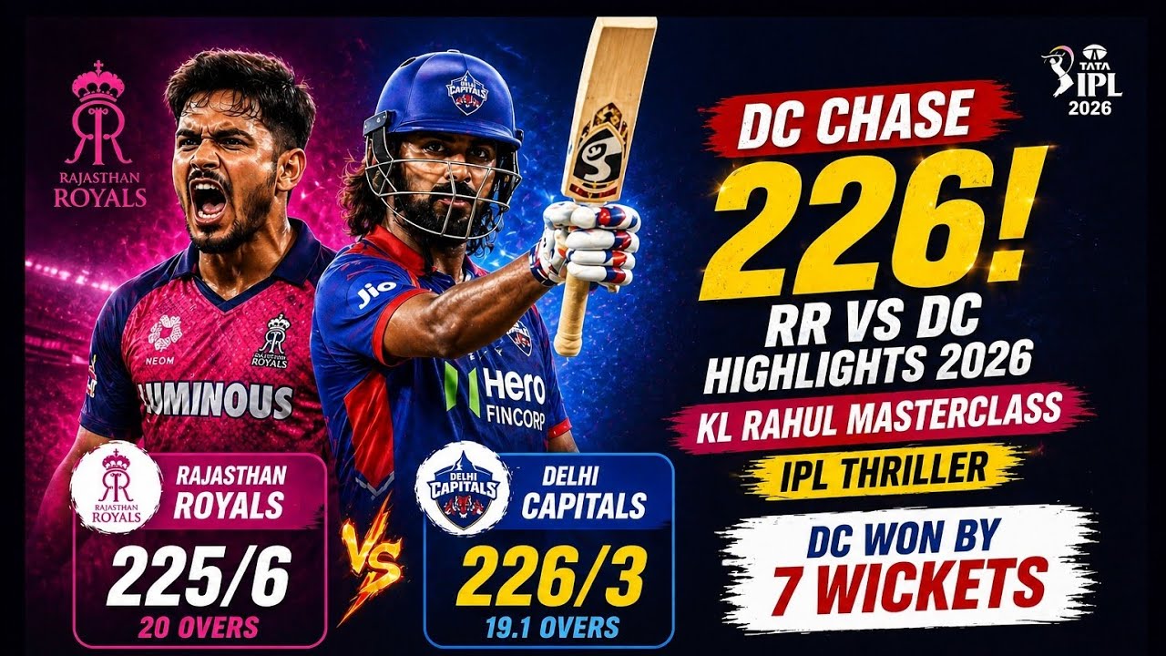 DC Chase 226! RR vs DC Highlights 2026 | KL Rahul Masterclass | IPL Thriller 🔥