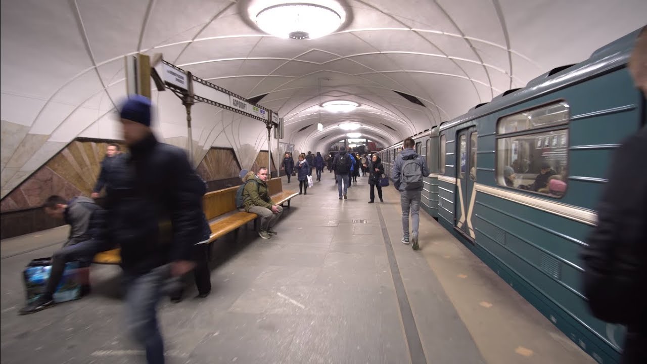 Russia, Moscow, metro ride from Дина́мо to Аэропо́рт