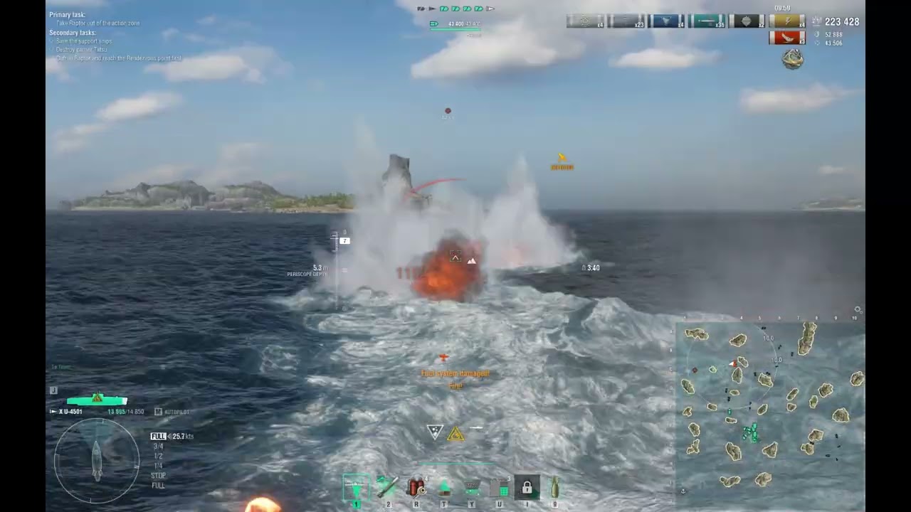 World of Warships, Sub U-4501 in Raptor Rescue Op, GG, 325kDmg