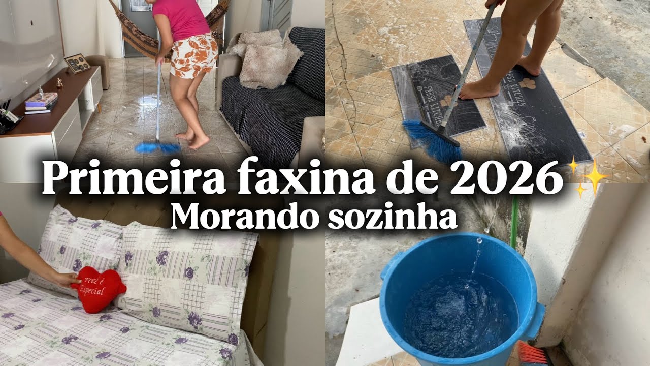 Primeira faxina de 2026, começando o ano com tudo, lavei a casa, arrumei o quarto, limpei a  cozinha