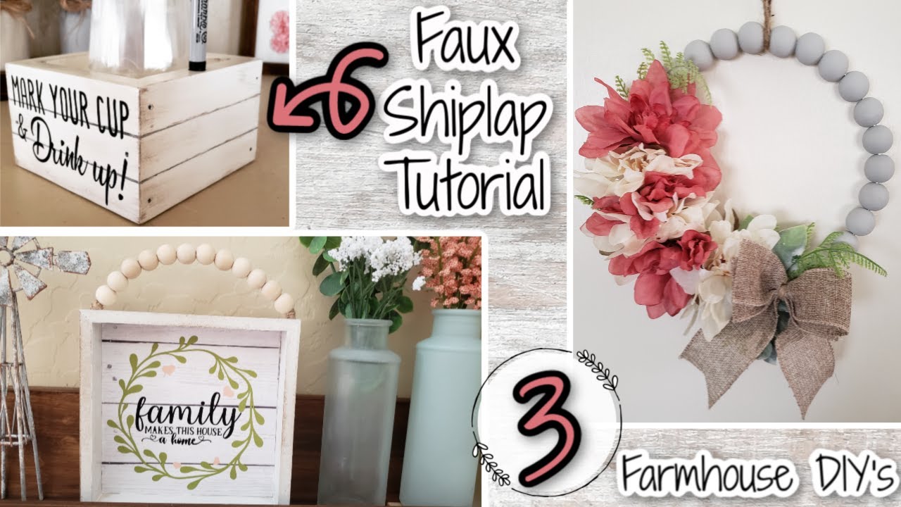 3 DOLLAR TREE FARMHOUSE DIY's | Faux Shiplap Tutorial || Moore Decal & Decor