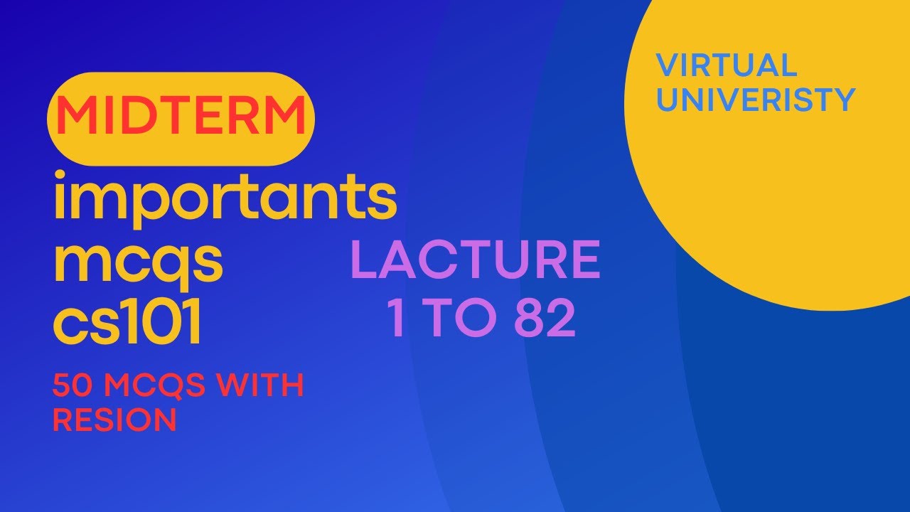 CS101 Midterm Important MCQs | Lectures 1–82 | 50 Most Repeated MCQs with Answers