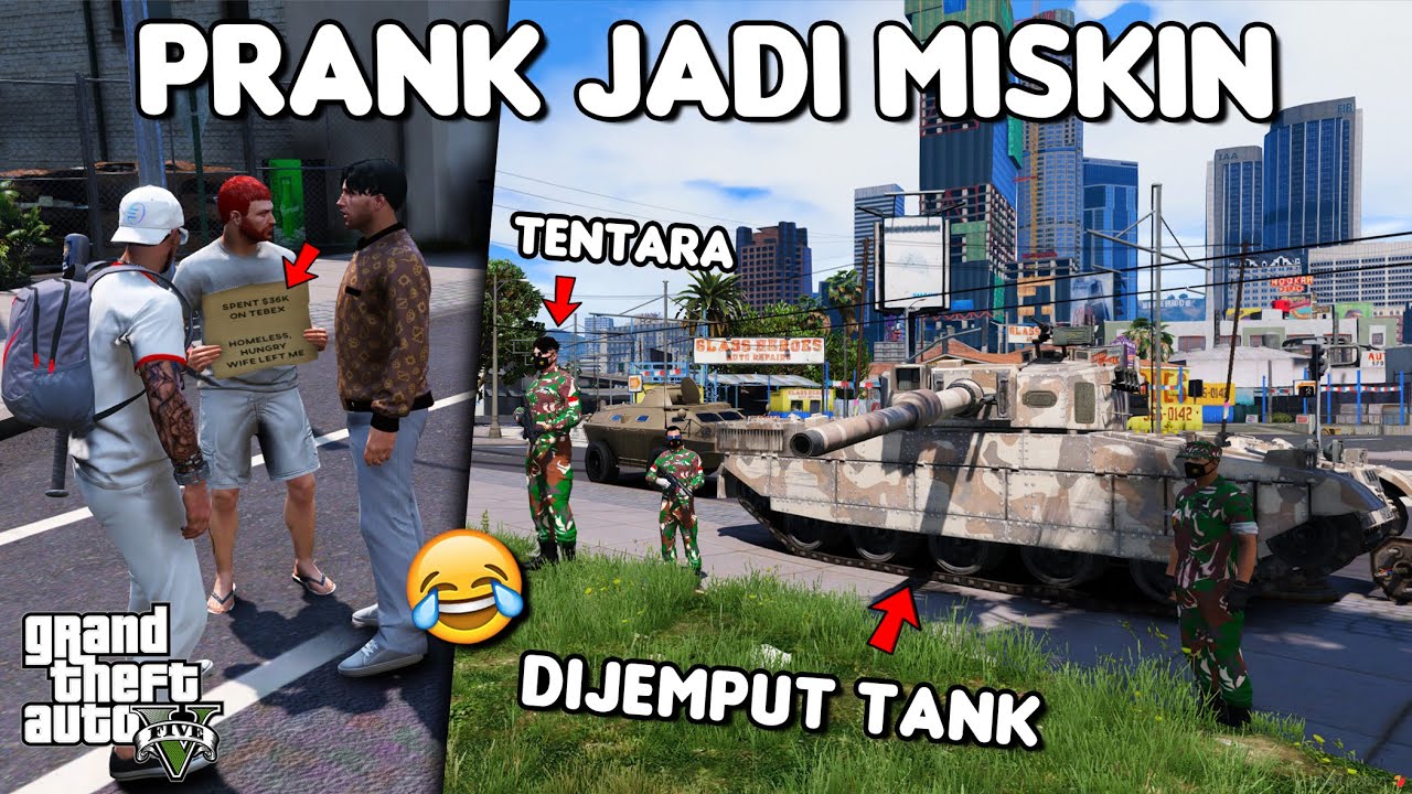 PRANK JADI MISKIN TAPI DIJEMPUT TANK - GTA 5 ROLEPLAY
