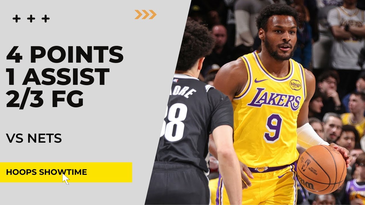 Bronny James 4 Points, 1 Assist, 2/3 FG vs Nets I 25-26 NBA Season