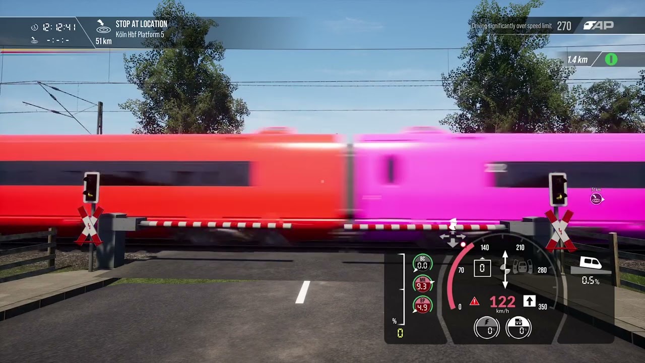 Train sim world 2: ICE 3 train passing by the railroad tracks with rainbow livery colors