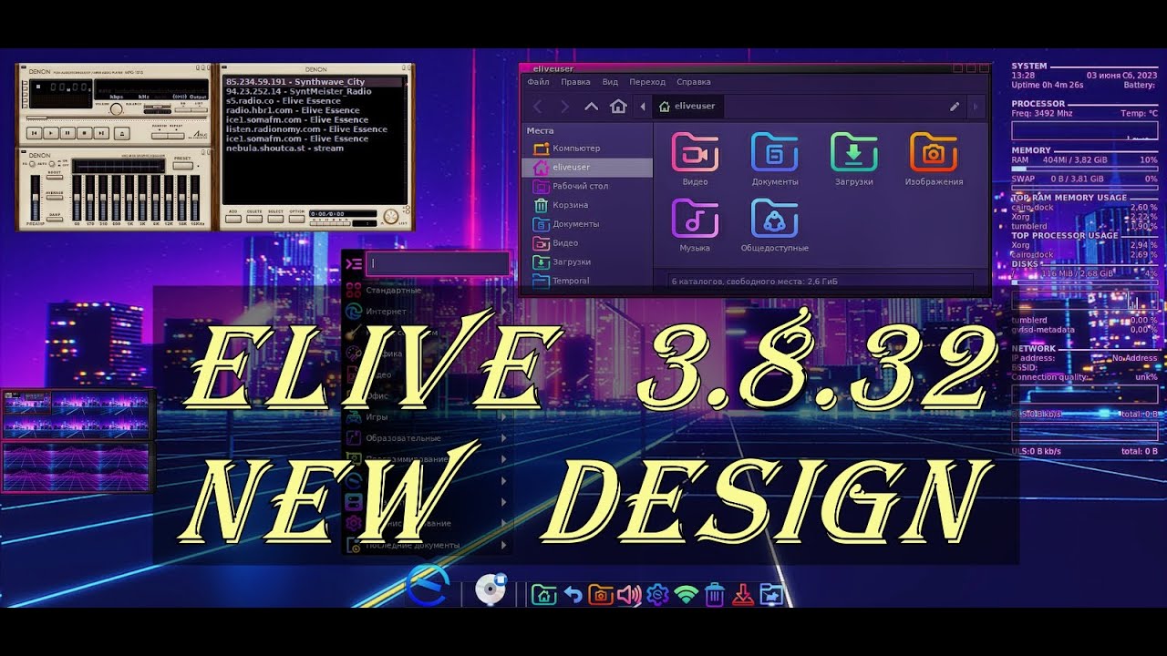 Linux Elive 3.8.32 Enlightenment Desktop New Design