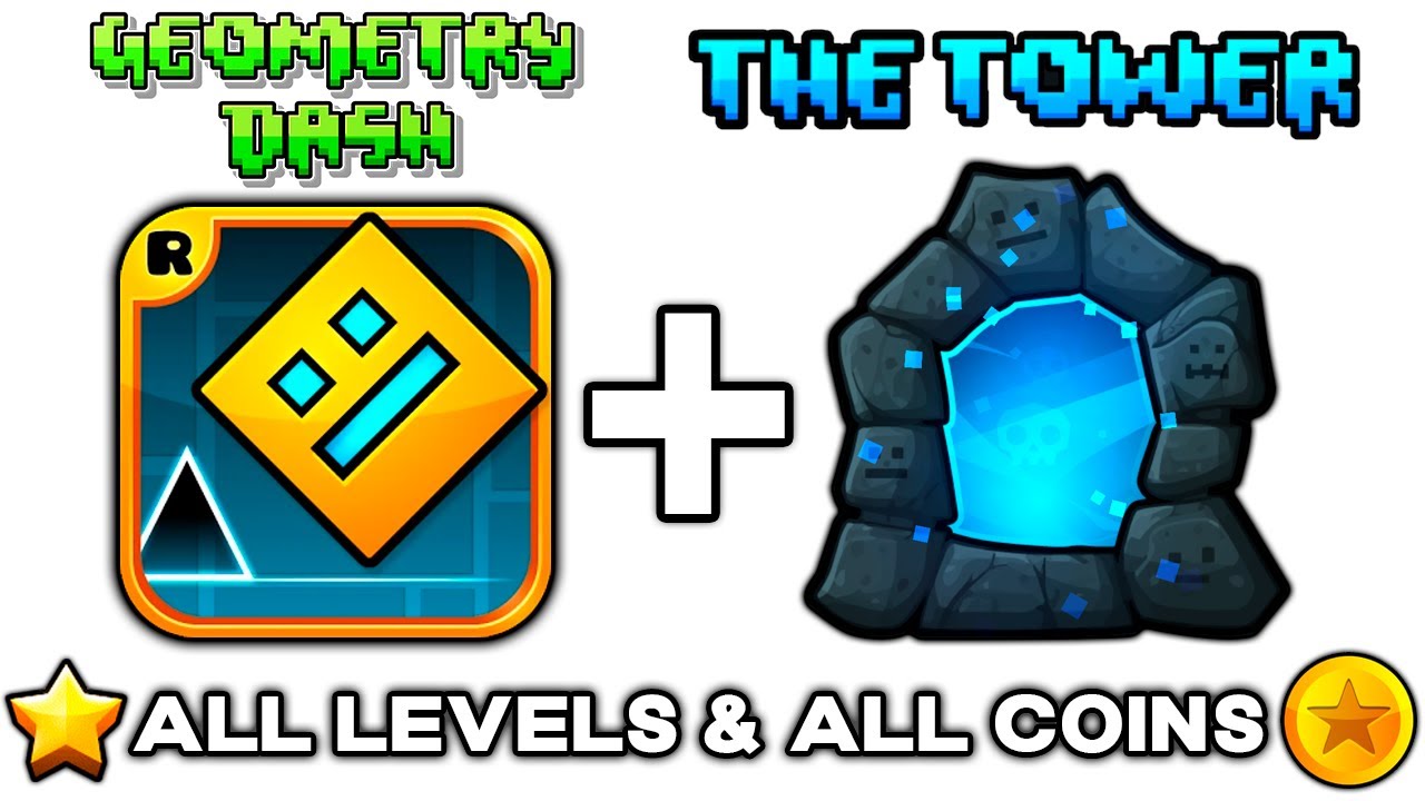 Geometry Dash 1.0 - 2.2 All 22 Levels + The Tower Levels (All Coins)