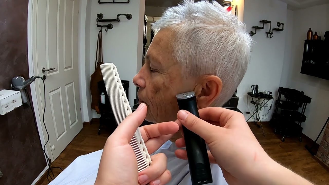 ASMR Short Woman's  Scissor Haircut. No Hairdryer,  No talking.