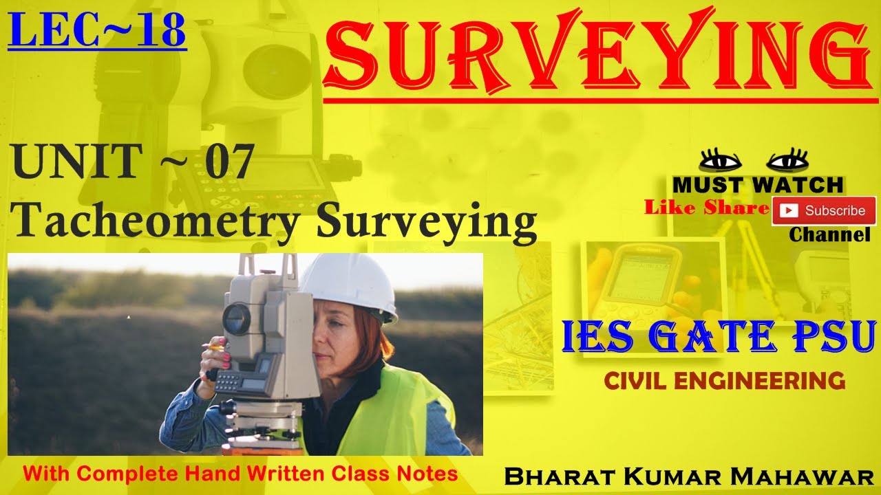 Surveying~ Lec 18~U7~ Tacheometry Surveying(Basics & Theory of Tachometer) by Bharat Kumar Mahawar