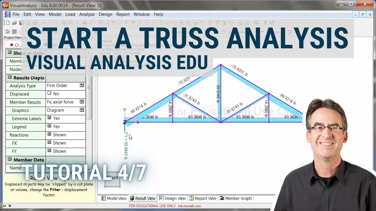 Starting a Truss Analysis (VisualAnalysis Edu Tutorial 4/7)
