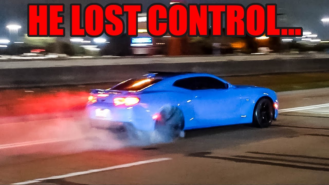 CAMARO DRIFTS OUT OF MEET AND LOSES CONTROL! (ROWDY Cars Go FULL SEND LEAVING MEET!)