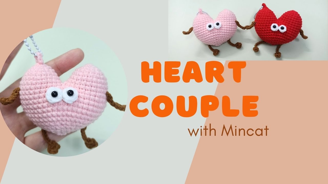 Crochet Heart Couple Keychain | Heart Keychain Amigurumi| Móc cặp đôi trái tim