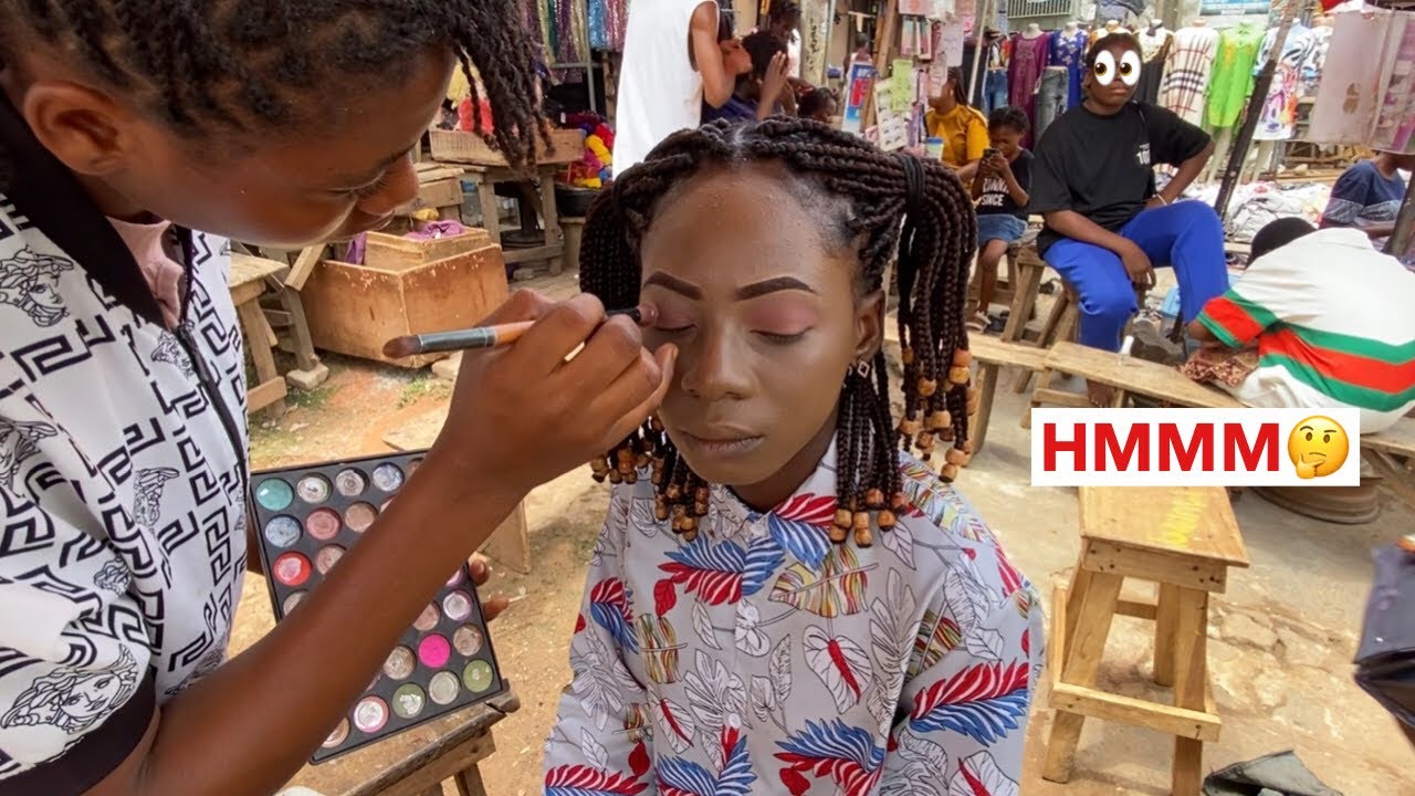ASMR I DID MY MAKEUP IN THE BIGGEST ROADSIDE MARKET IN AFRICA,BLACK GIRL GETS MAKEUP DONE IN NIGERIA