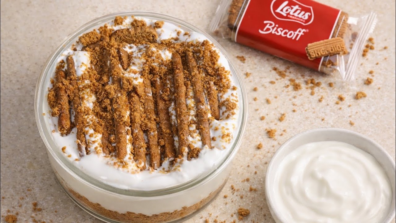 2-Ingredient Viral Japanese Biscoff Cheesecake 🤍 | No Bake, No Oven