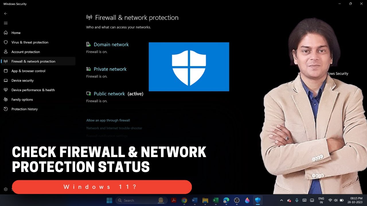 check firewall and network protection status in windows 11?