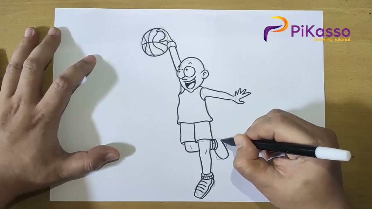 How to Draw a Basketball Slam Dunk Easy step by step