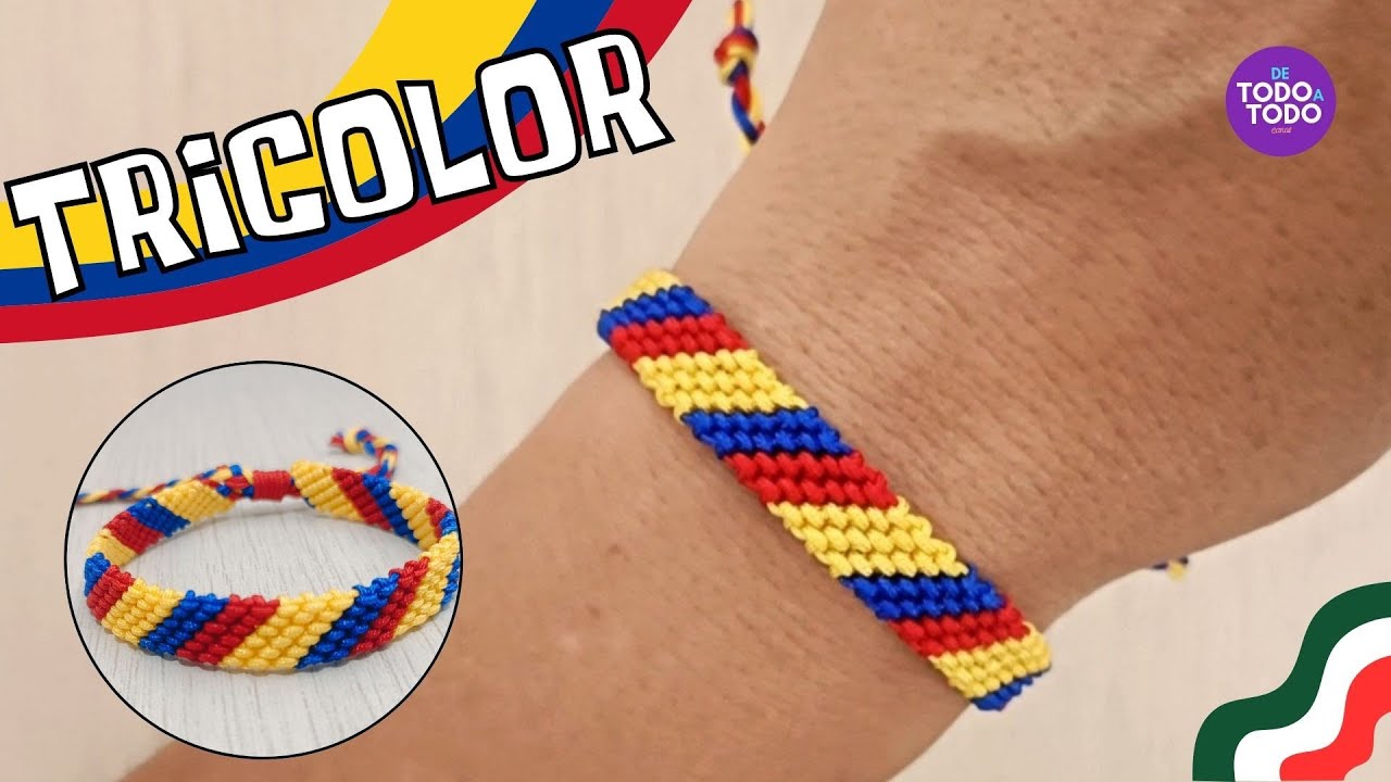 🇨🇴🇲🇽Pulsera TRICOLOR de Colombia * fácil * 🇨🇴Pulsera COLOMBIANA🇺🇸🇻🇪🇵🇪