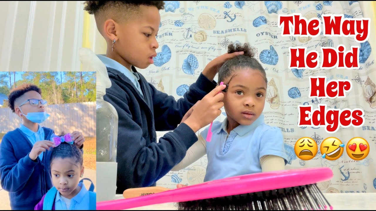 Big Brother Does Sisters Hair For School 🥴🥰