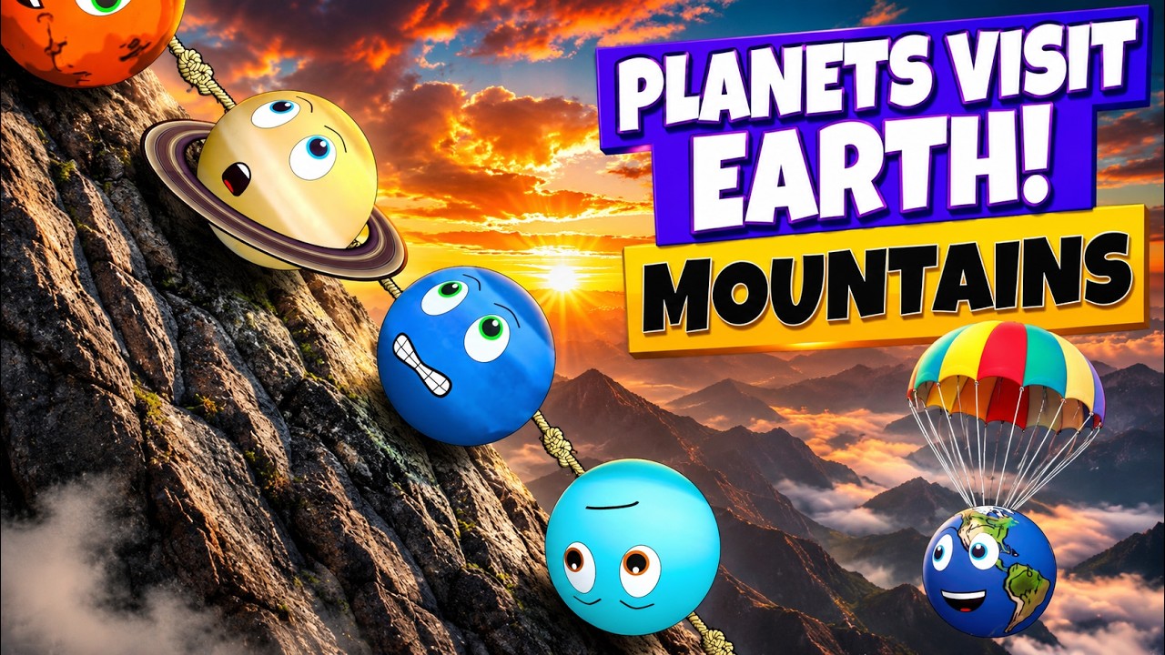 Mountains on Earth! Planets Travel & Learn Geography for Kids with Solar System Friends