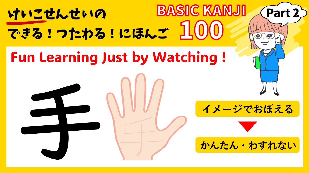 JLPT N5 KANJI × Memory techniques 【BASIC KANJI 100 Part.２】口、目、耳、手、足、人