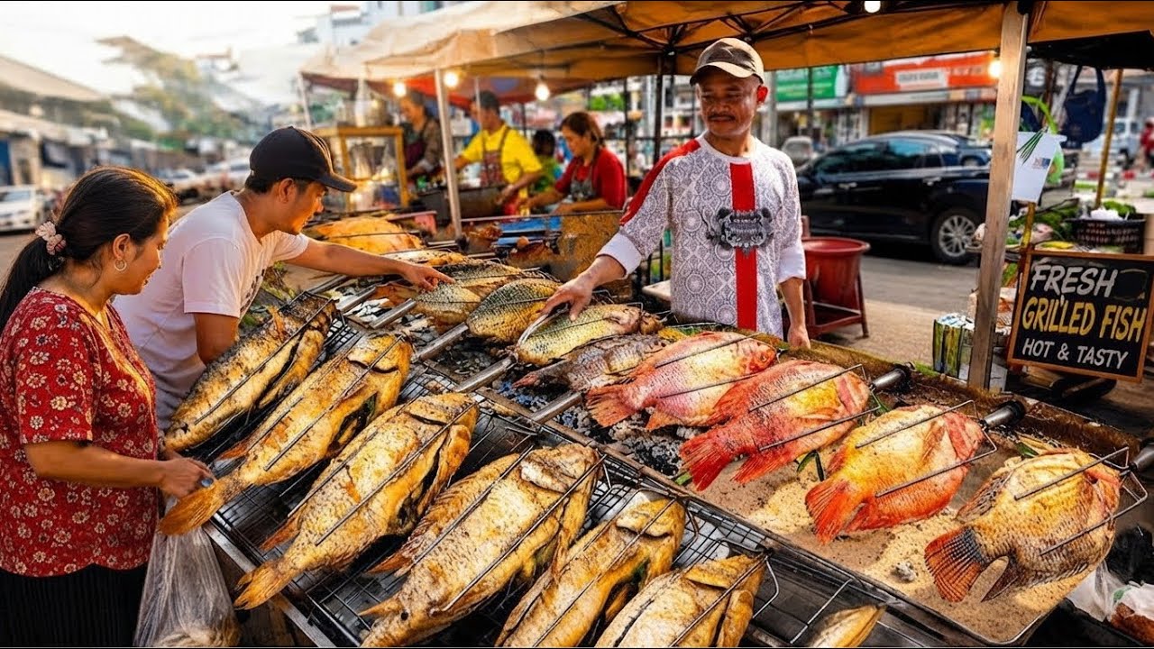 Sold Out! 100 Kg Grilled Tilapia Fish On Charcoal In Just Few Hours | Thai Street Food