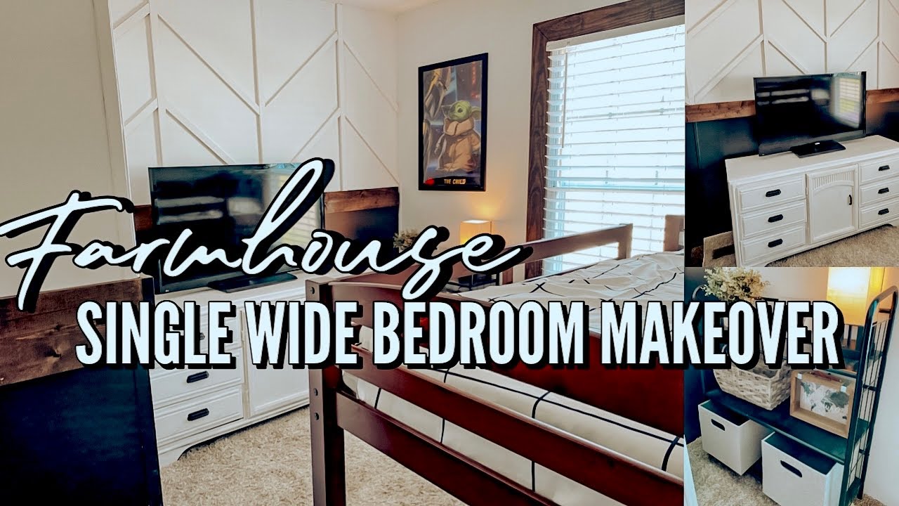 FARMHOUSE SINGLE WIDE MOBILE HOME BEDROOM MAKEOVER | huge transformation! | single wide remodel