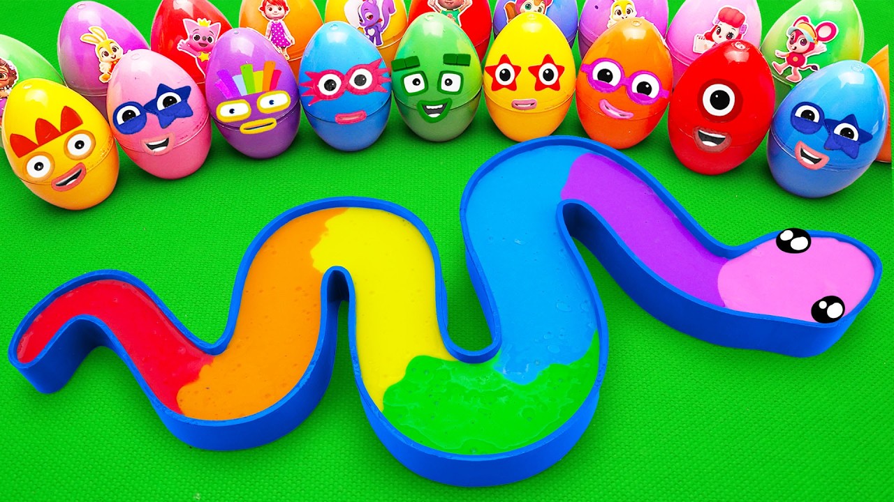 Satisfying ASMR | Making Rainbow Slime Snake Bathtub by Mixing Mystery CLAY Eggs