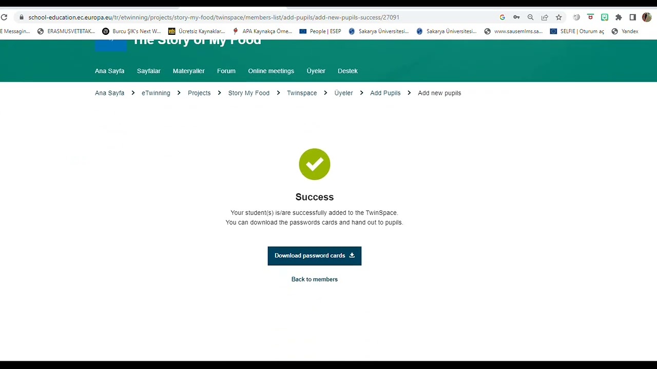 ESEP (eTwinning) platformu Twinspace Alanı, Twinspace'e Öğrenci Ekleme, Avatar oluşturma