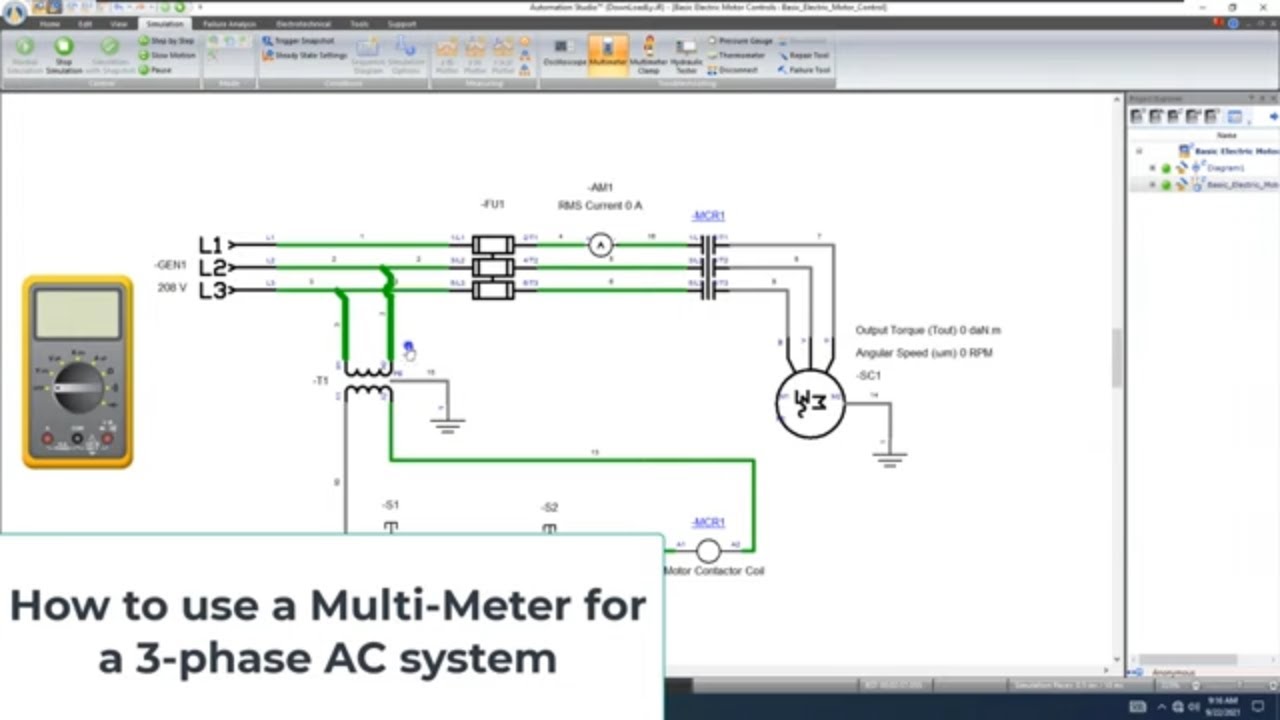 Using an Electrical Meter on a 3-Phase 208v ac System